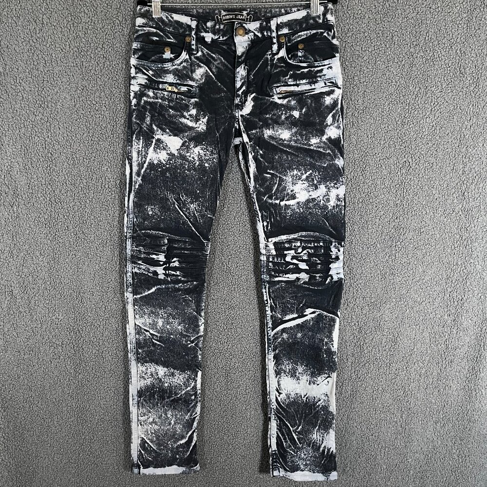 Robin's Jeans Motard Tie Dye Zipper Moto Jeans - Men's Size 29*32 - Blue